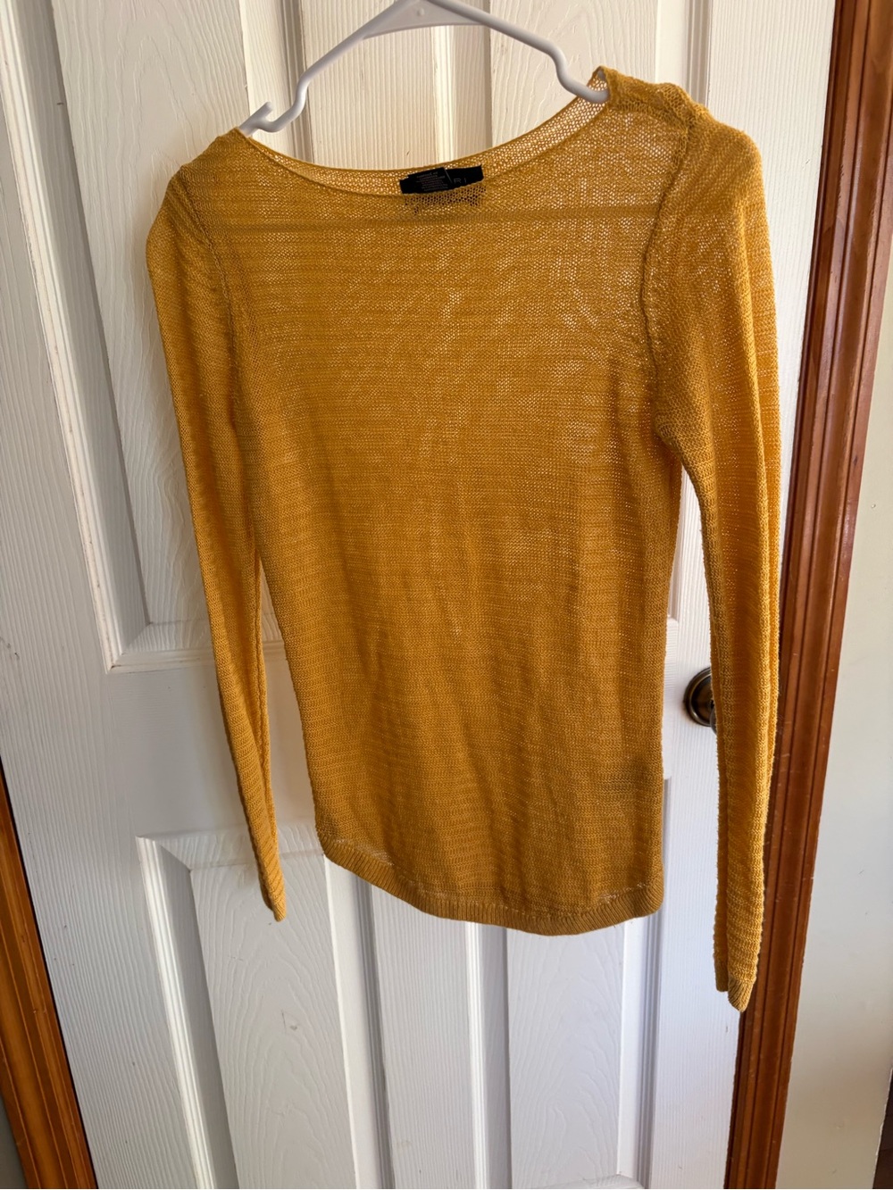 Tahari 100% Linen Mustard Yellow Lightweight Sweater Size XS